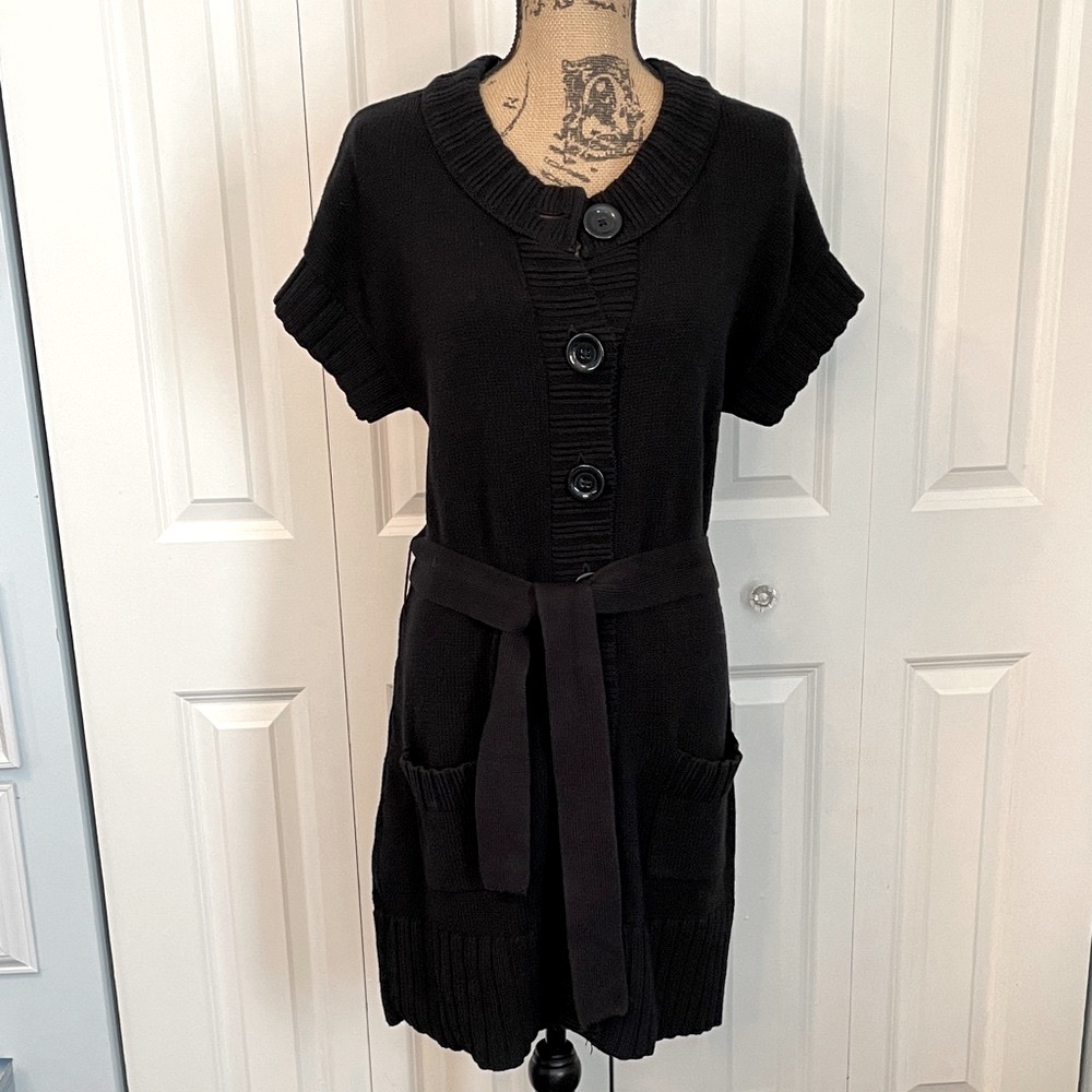 Apt. 9 Black Button-Up Mini Dress with pockets small